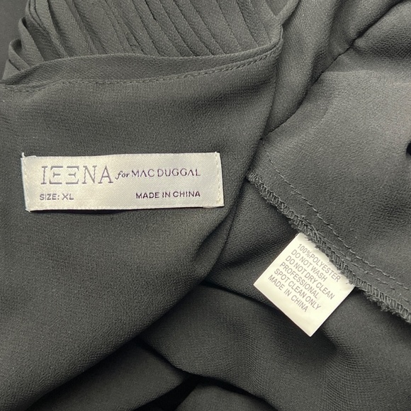 Mac Duggal 2650 Ruched V-Neck Pleated Chiffon Dress Black size XL - Picture 9 of 11